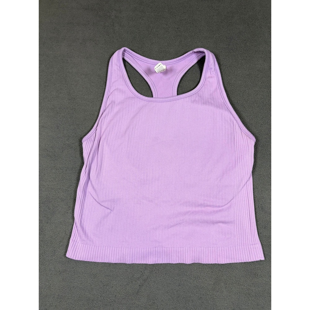 90 Degree by Reflex Nicola Tank Womens Size S Purple Rib Seamless Activewear